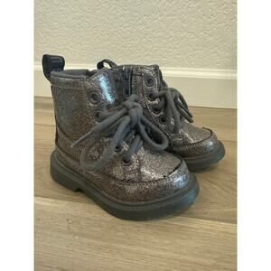 Ugg Toddler Robley Glitter Boots Sz 6 Gray Combat Zip up
